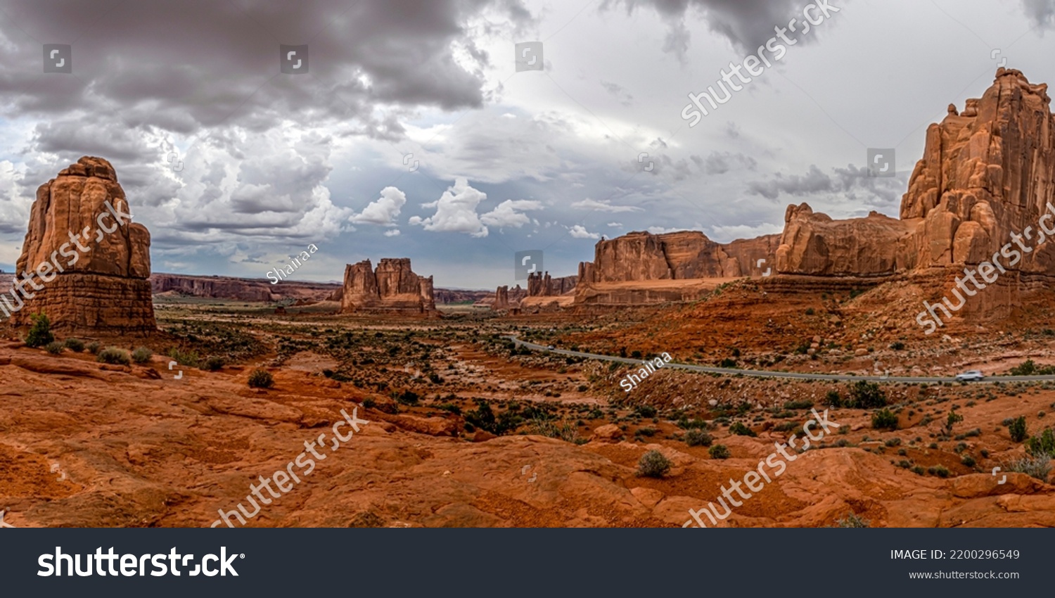 Panorama of the canyon desert. Red rock canyon desert. Canyon desert landscape. Desert in red rock canyon #2200296549