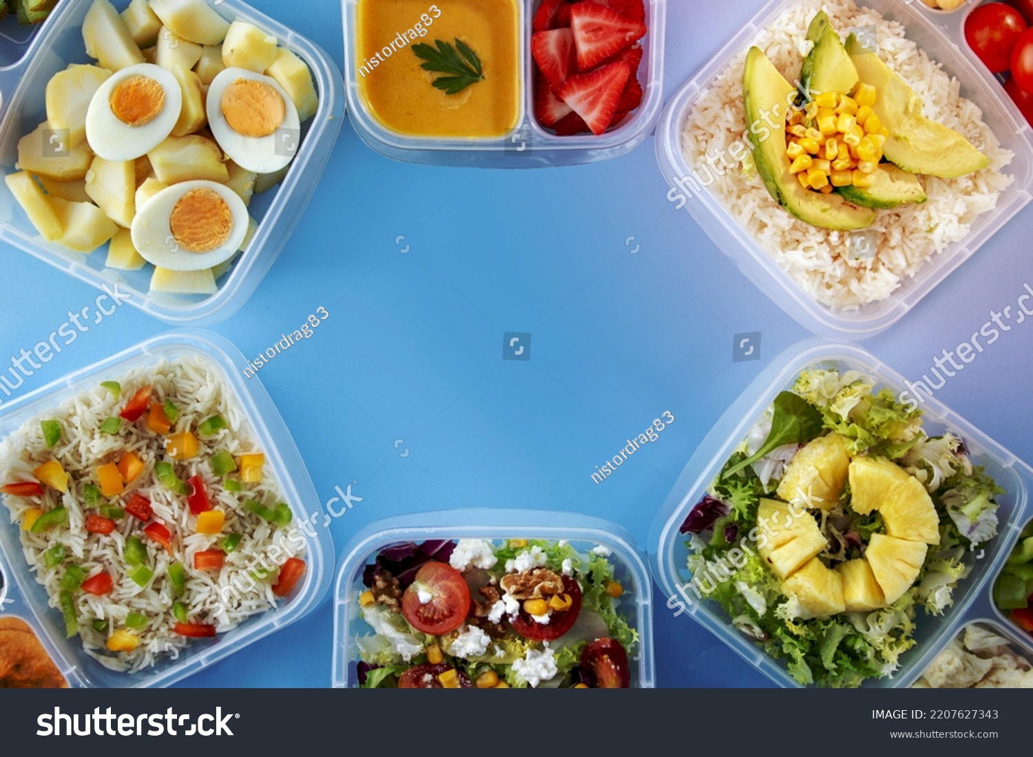 Top view batch cooking arrangement with healthy food #2207627343