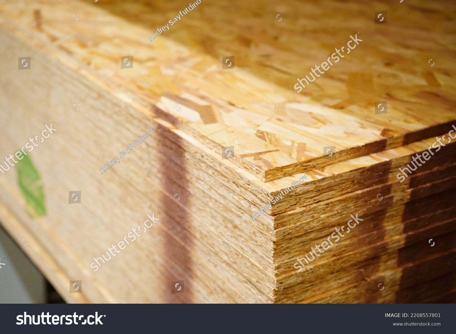 OSB sheet. Oriented strand board, sheet material is used in construction. hardware store. #2208557801
