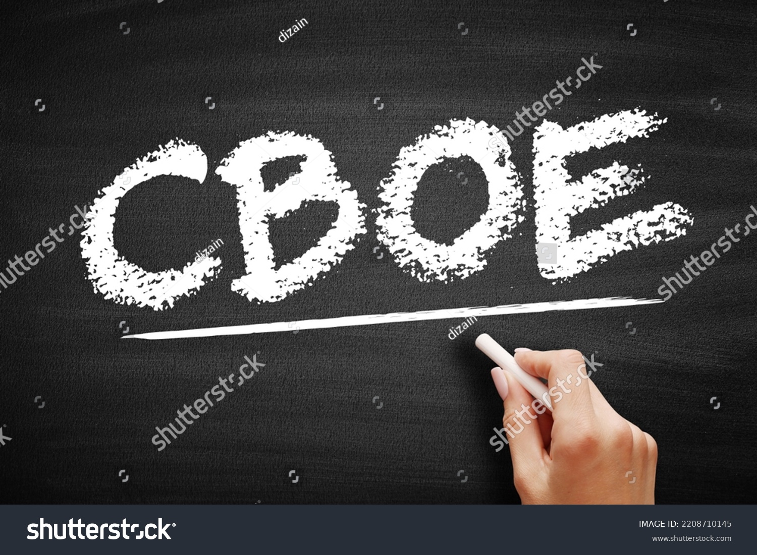 CBOE – Chicago Board Options Exchange acronym, business concept on blackboard #2208710145