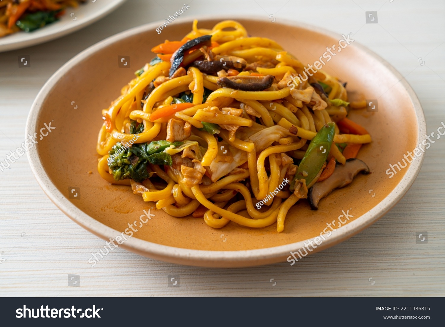 stir-fried yakisoba noodles with vegetable in vegan style - Vegan and vegetarian food style #2211986815