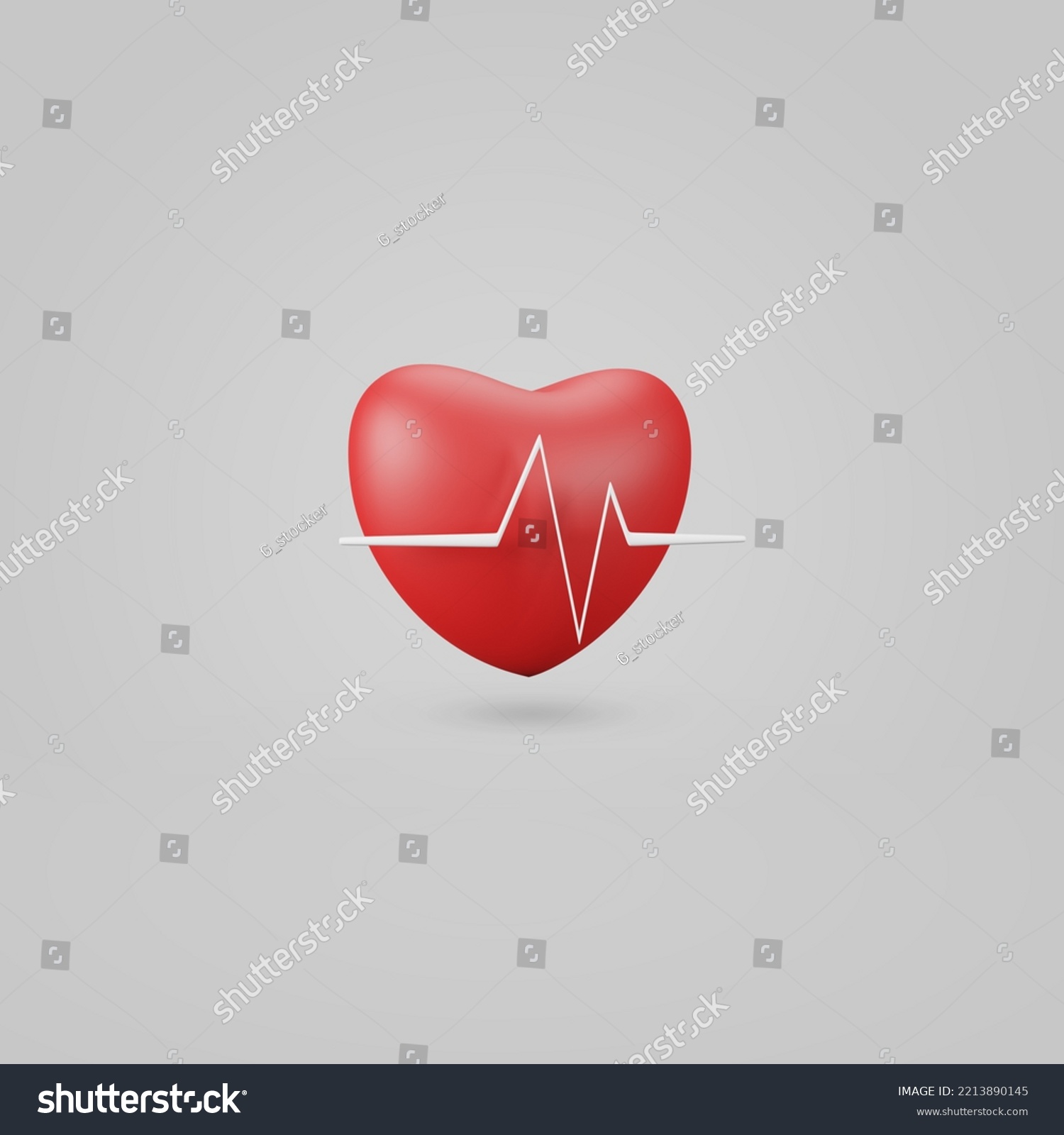3d red heart and pulse line symbol on white background, healthy concept ,cardiology, medical, 3D rendering. #2213890145