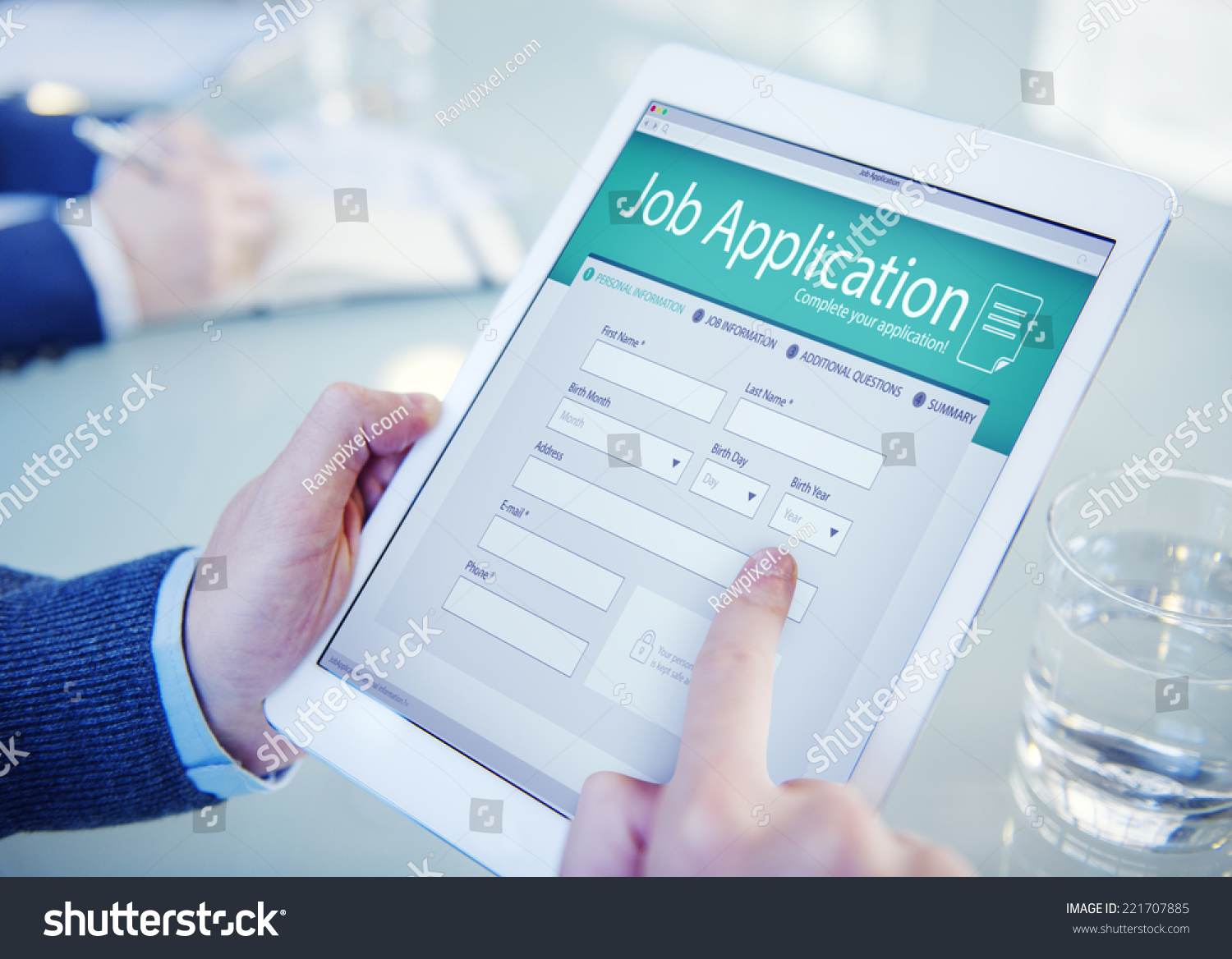 Applicant Filling Up the Online Job Application #221707885