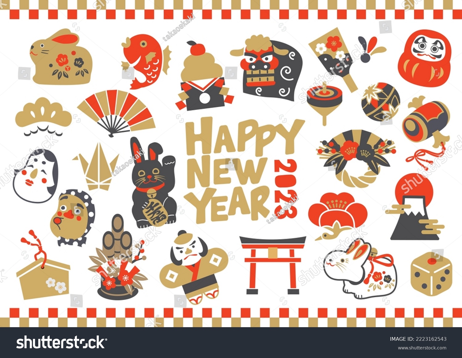 Japanese New Year Icon Illustration Material #2223162543