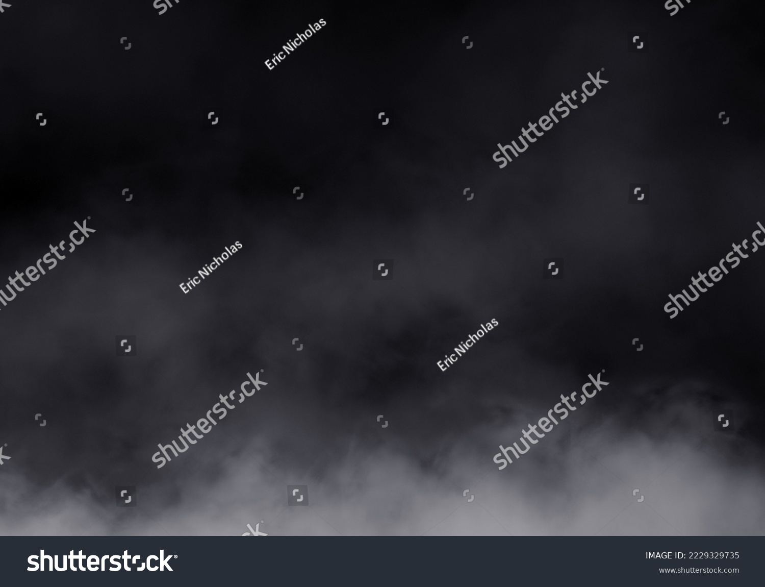 Smoke Overlay, fog Overlay. Isolated on black background . Misty fog effect texture overlays for text or space. #2229329735