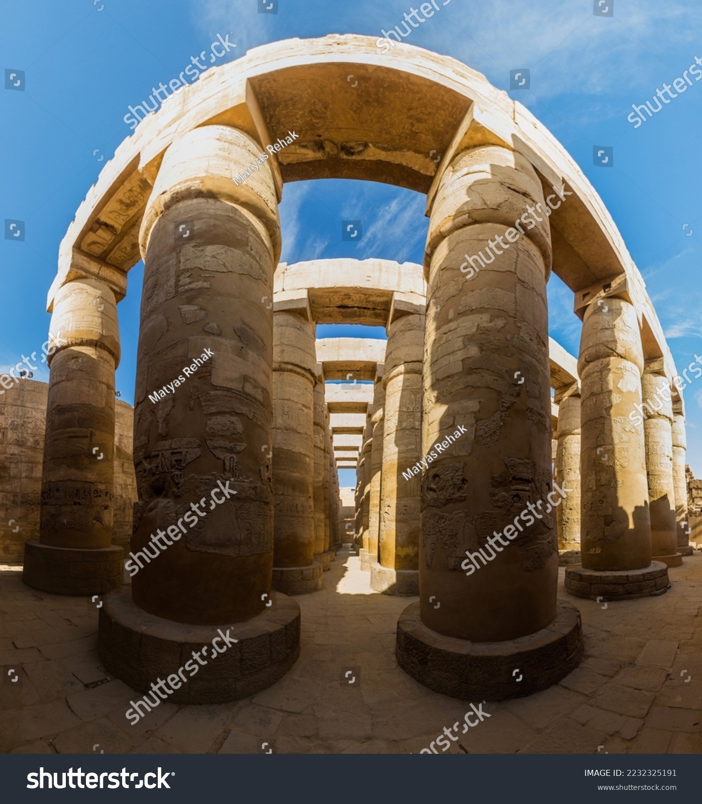 Decorated columns of the Great Hypostyle Hall in the Amun Temple enclosure in Karnak, Egypt #2232325191