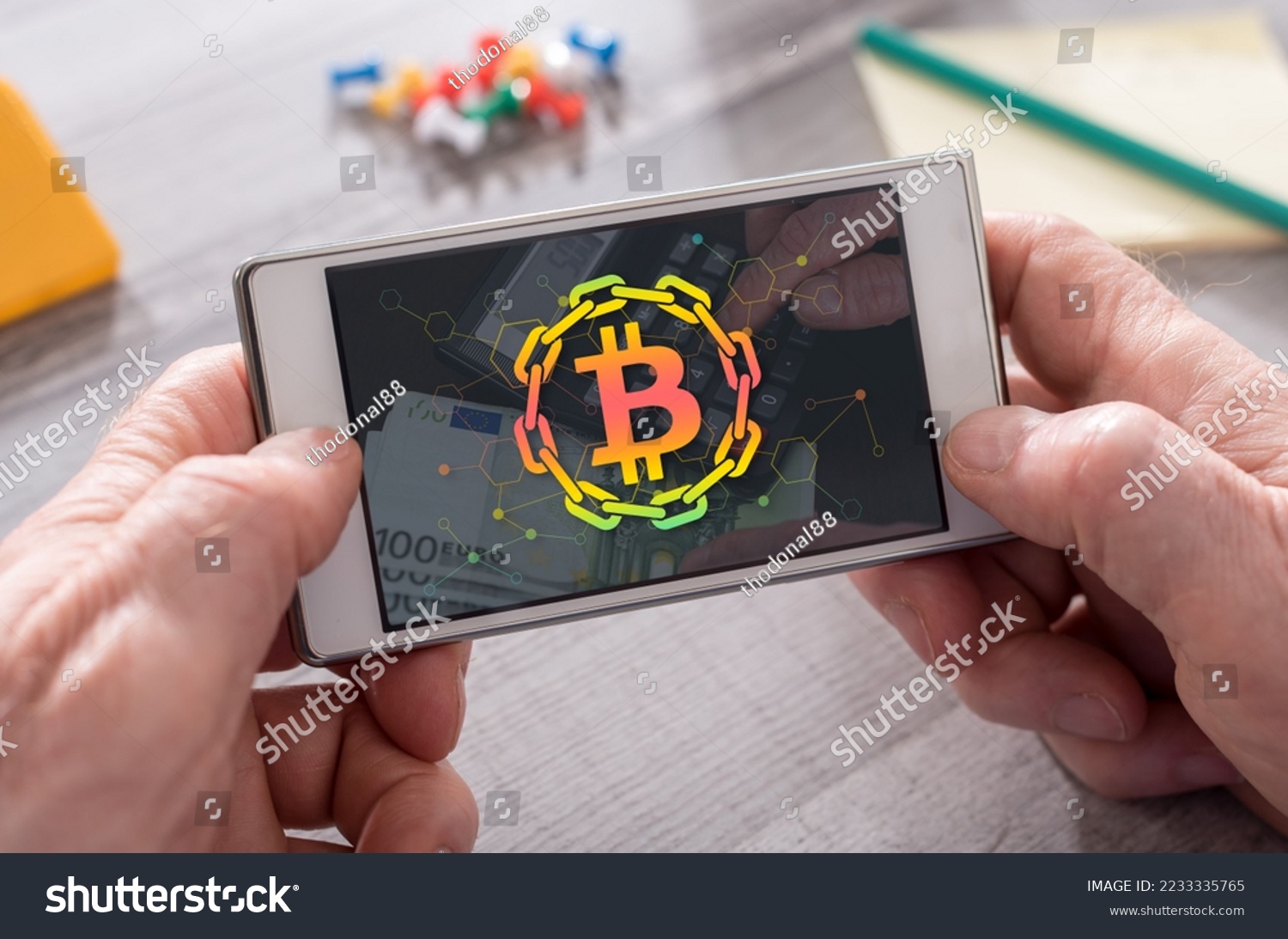 Blockchain concept on mobile phone #2233335765