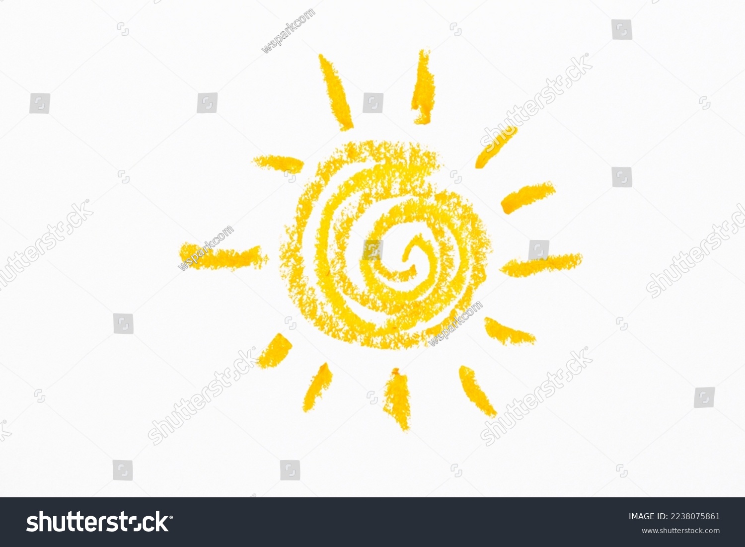 The drawing of sun made by crayons #2238075861