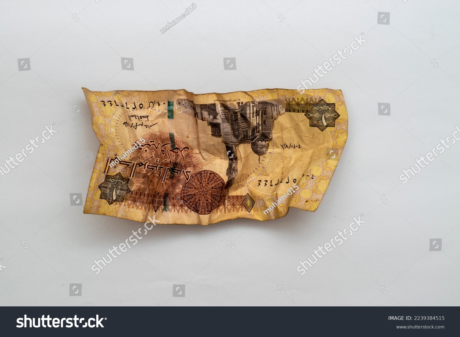 Crispy Egyptian pound isolated on a white background
 #2239384515