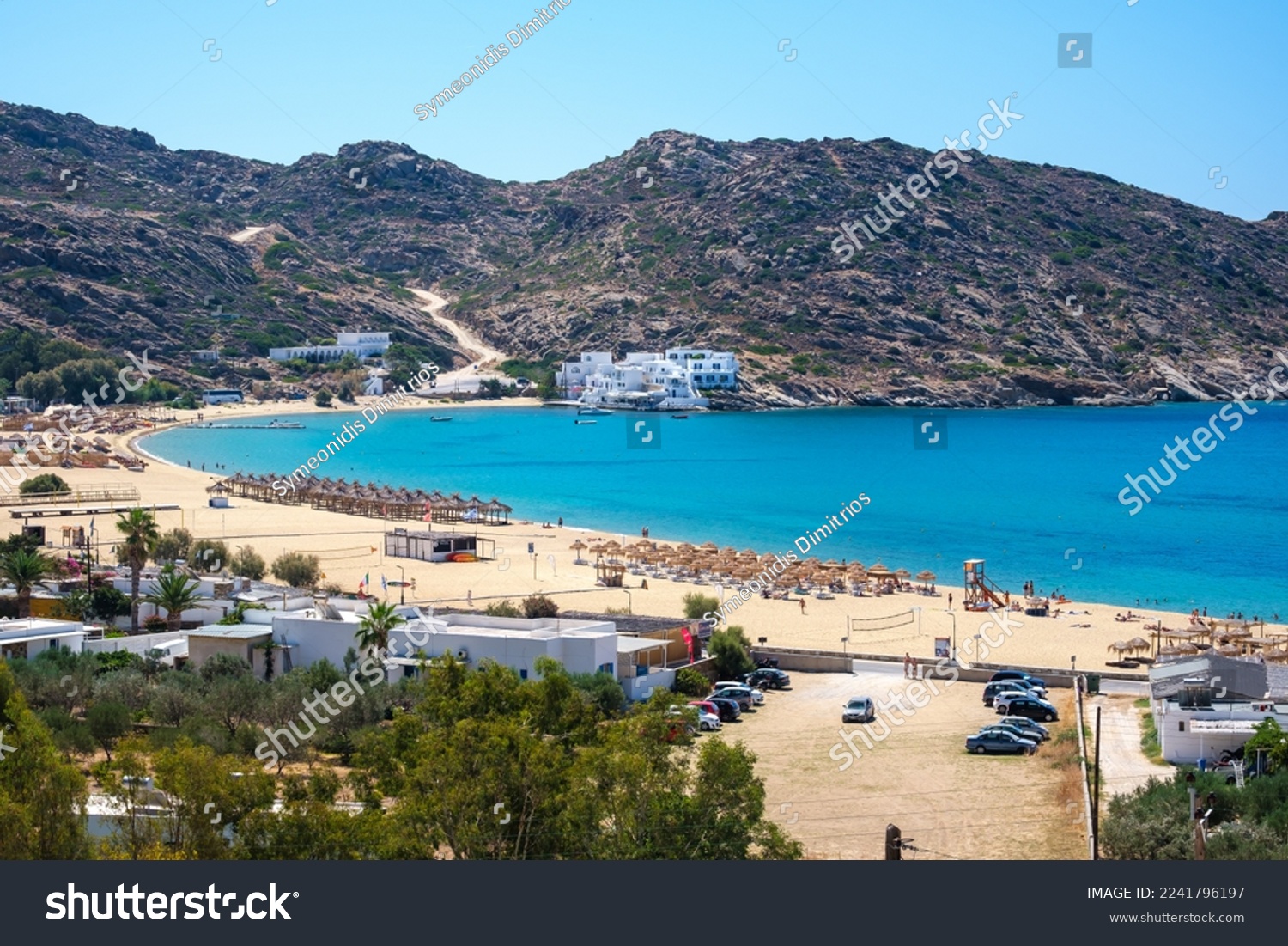 Breathtaking panoramic view of the famous Mylopotas beach in Ios Greece #2241796197