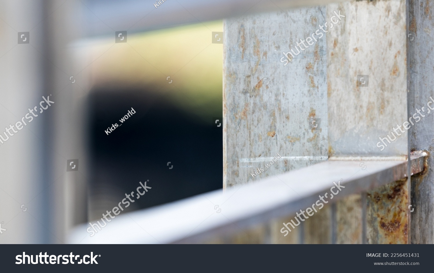close up of hand railing steel #2256451431