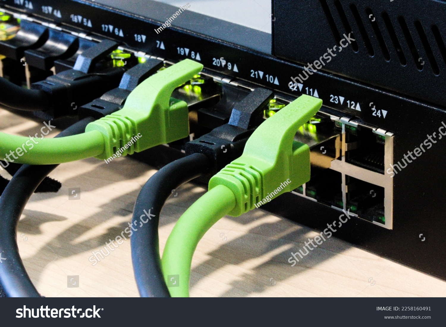 Close up of working networking hardware. #2258160491