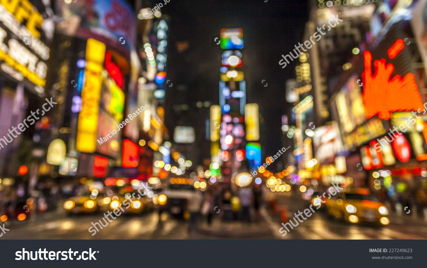 Abstract and conceptual view of New York city in the USA showcasing The lights of Times Square at night. #227249623