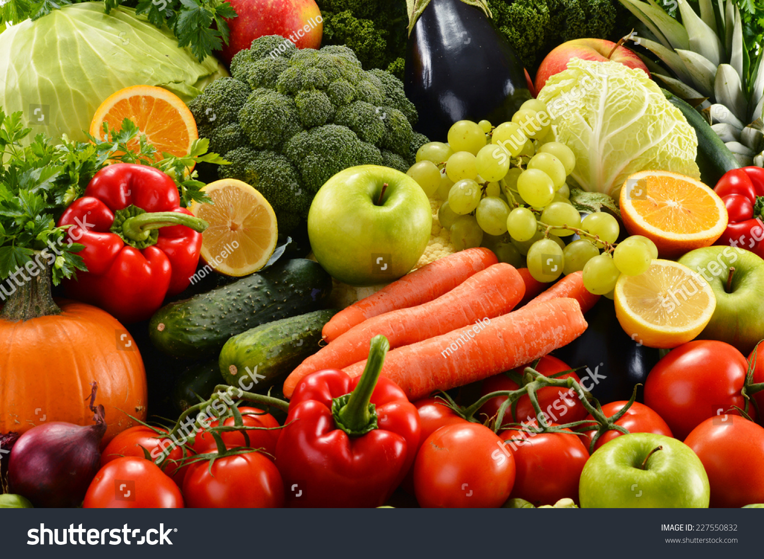 Composition with assorted raw organic vegetables #227550832