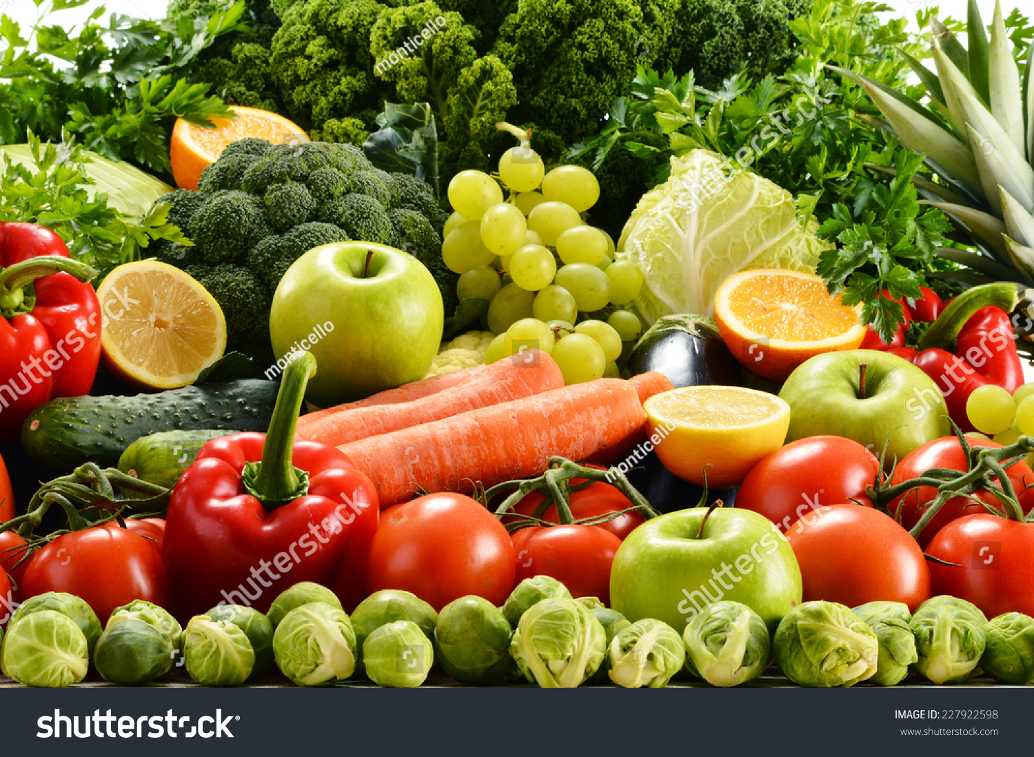 Composition with assorted raw organic vegetables #227922598