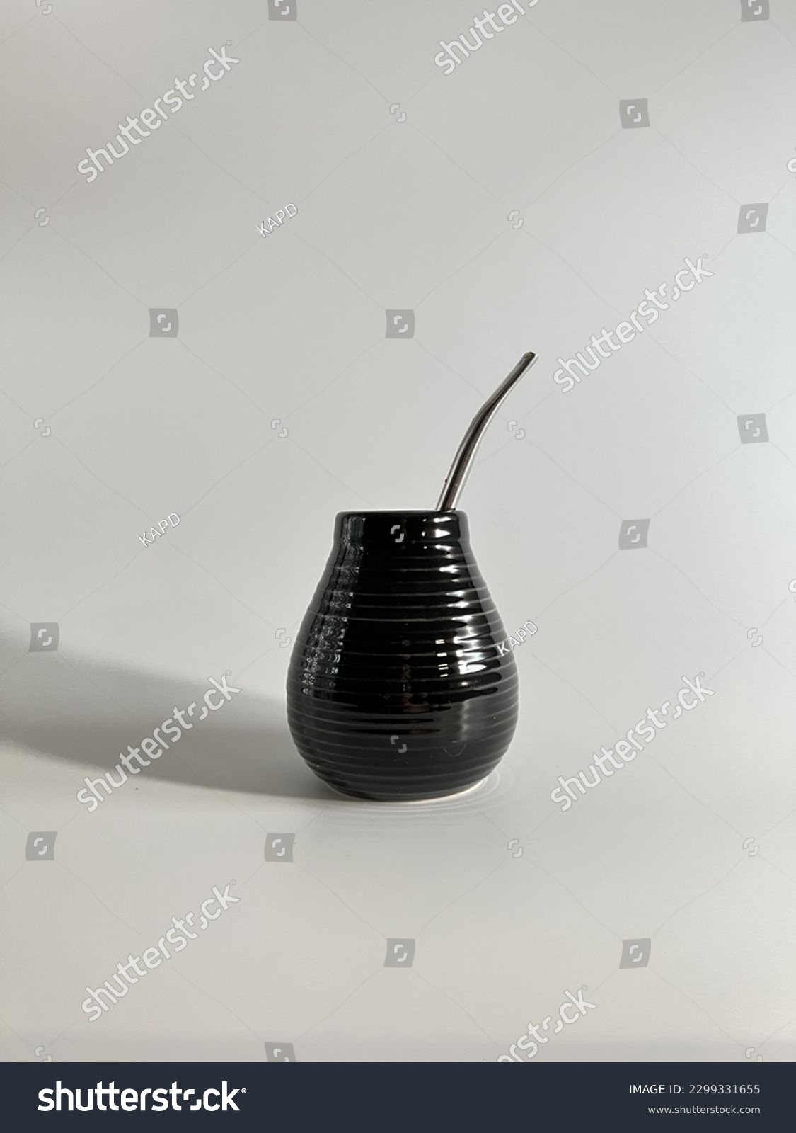 YERBA mat cup with spoon. YERBA, composition, product photography on white background. Healthy and stimulating drink, decoction, tea #2299331655
