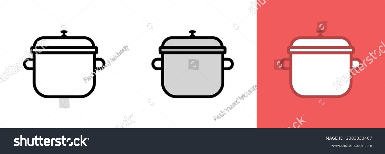 Pot Icon, The Pot icon represents a versatile cooking vessel used for various culinary applications, such as boiling, simmering, stewing, braising, frying, and sautéing. #2303333467
