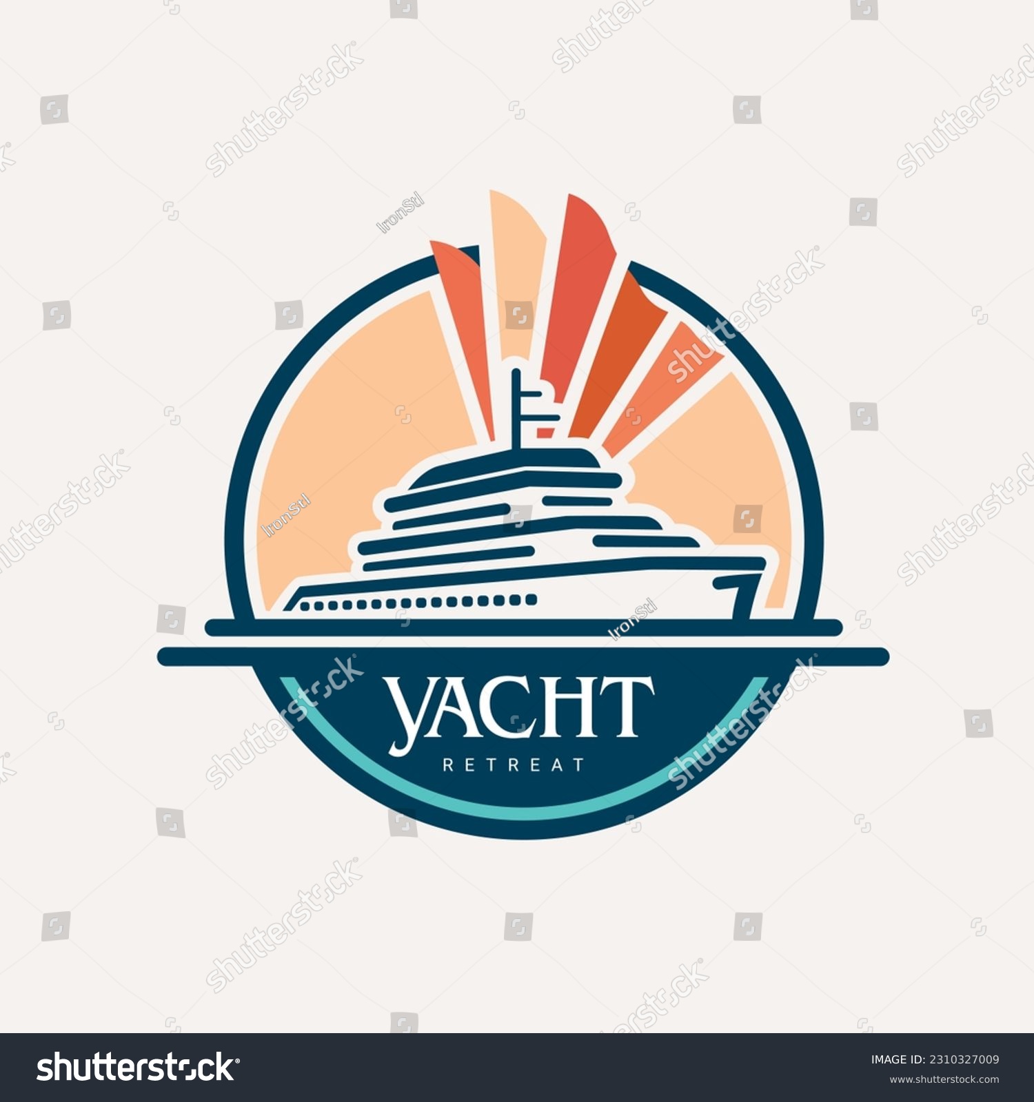 Yacht retreat flat vector logo #2310327009