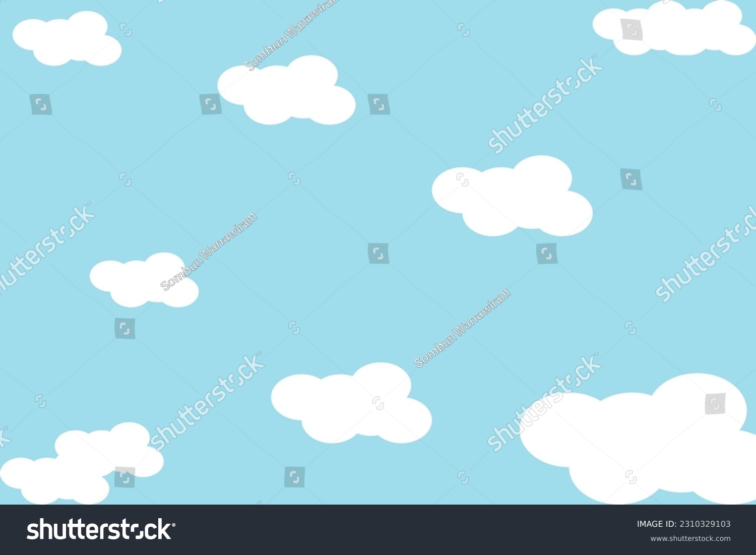 white clouds with and blue background snowman vector illustration #2310329103