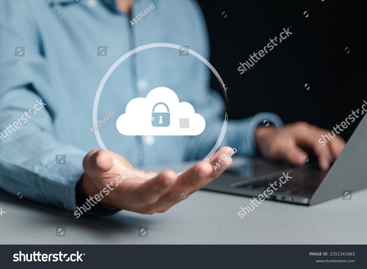 Cloud corporate file sharing, Exchange information with internet cloud technology,  Secure encrypted computer backup. Digital Document Transfer Technology. #2311141063