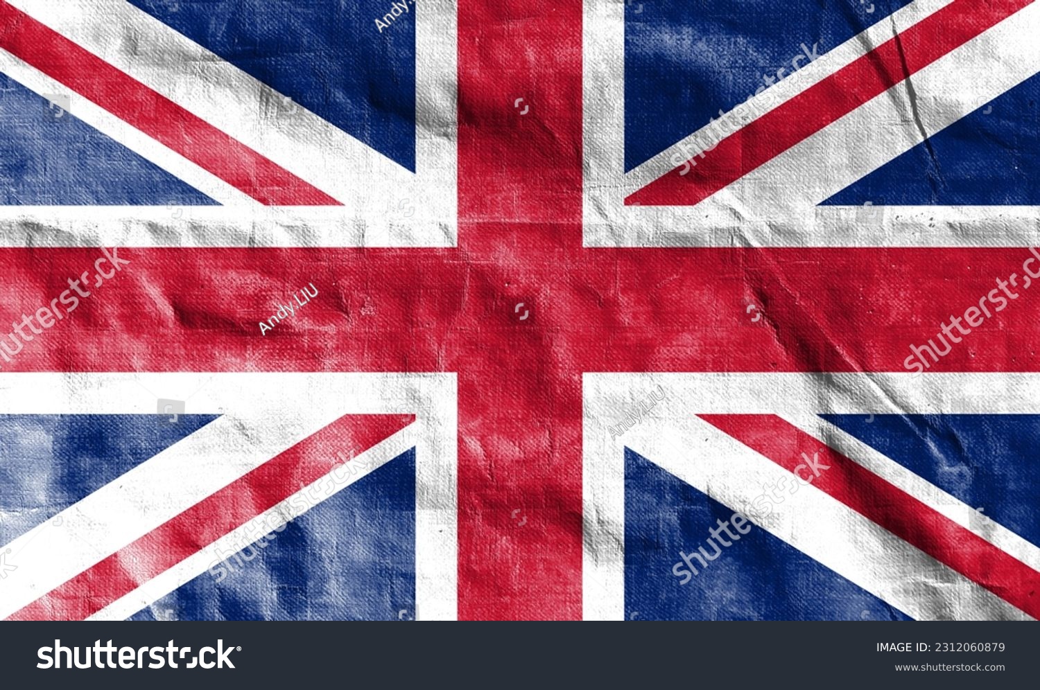 Multiple exposure of Union Jack flag. Basemap or background use. Double exposure creative hologram of the British flag. #2312060879