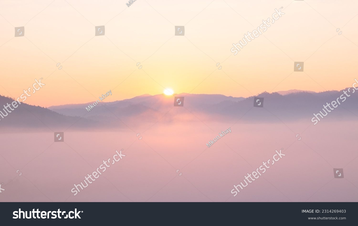 colorful of sky and beautiful mountain landscape.Morning sunrise time mountain scenery #2314269403
