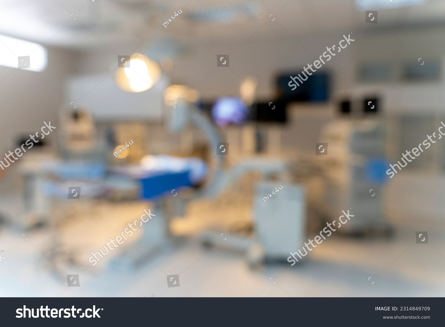 Blurred image background with Empty emergency room, intensive care room, intensive care unit in hospital or clinic #2314849709