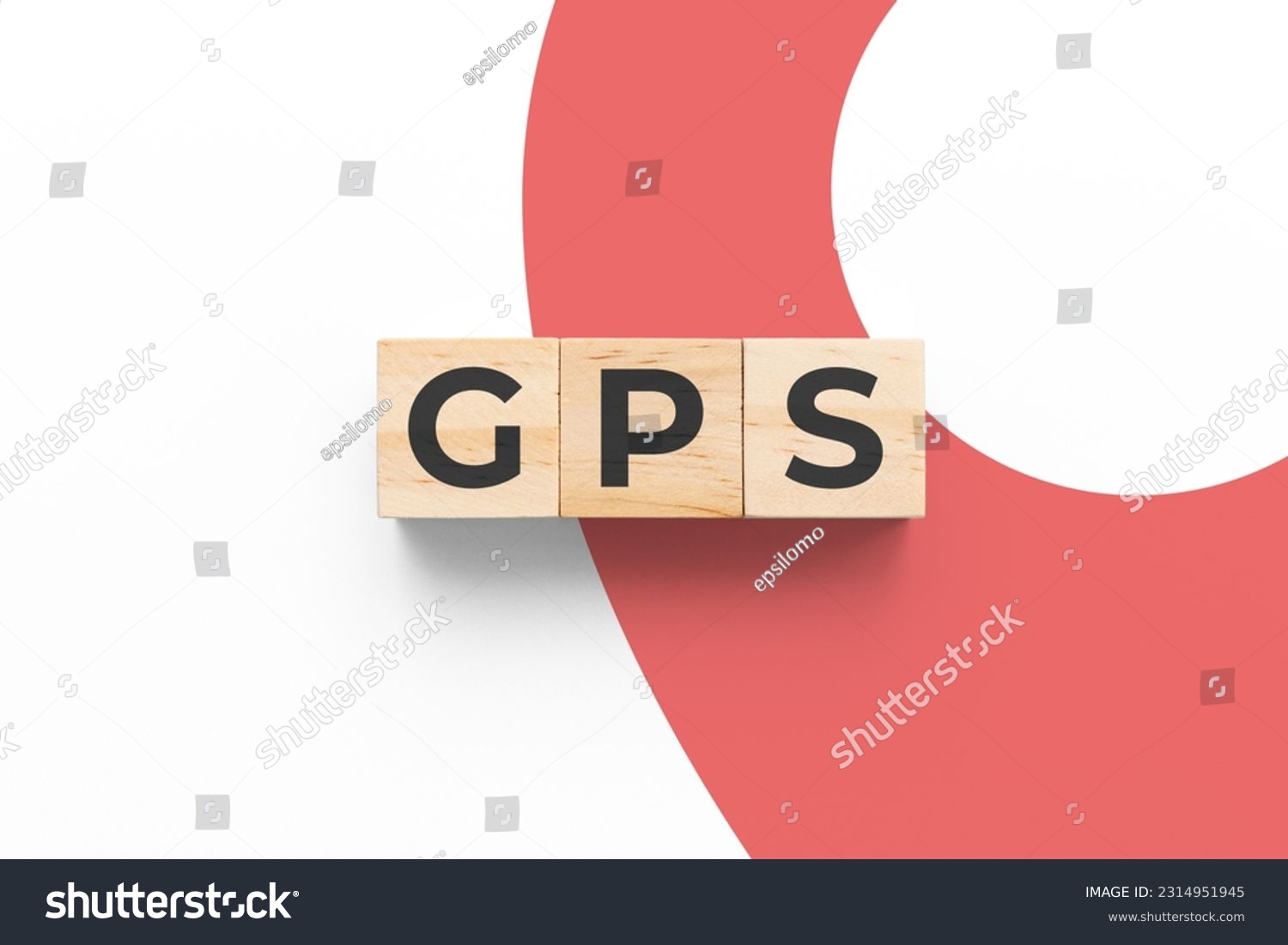 GPS (Global Positioning System) wooden cubes on white background #2314951945