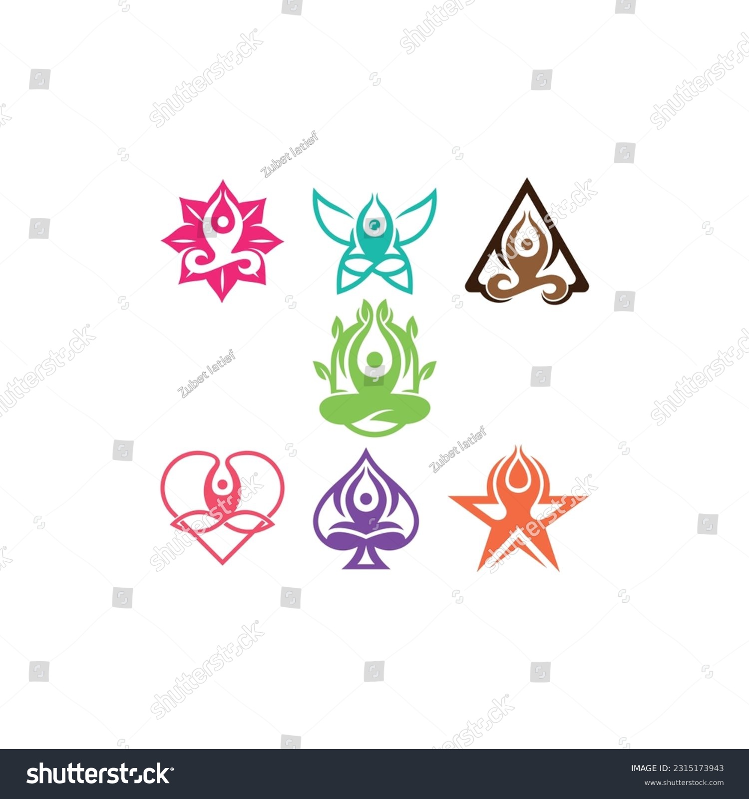 Set Human Yoga logo design, Abstract design concept for beauty salon, massage, cosmetic and spa. #2315173943