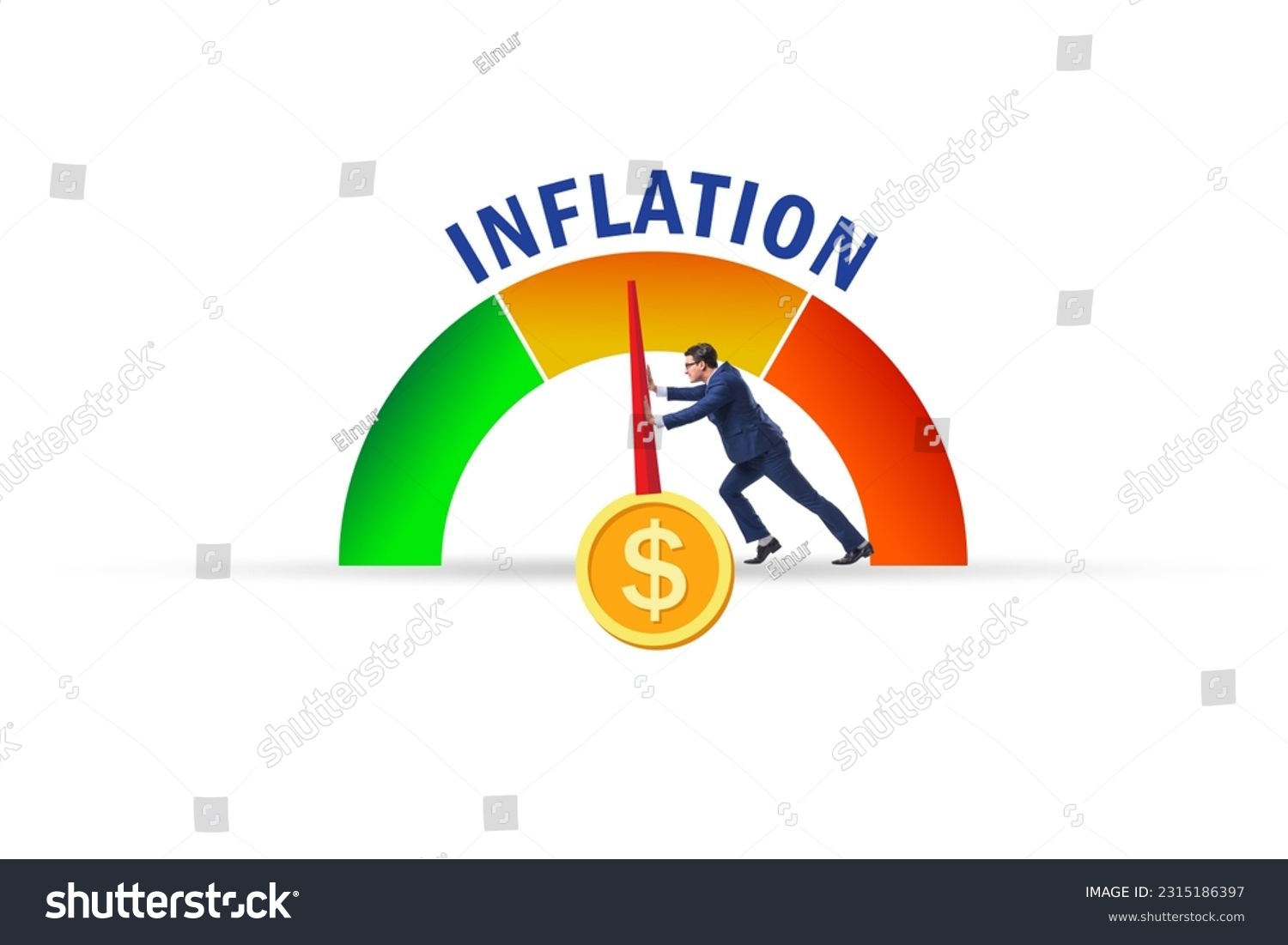 Businessman in the high inflation concept #2315186397