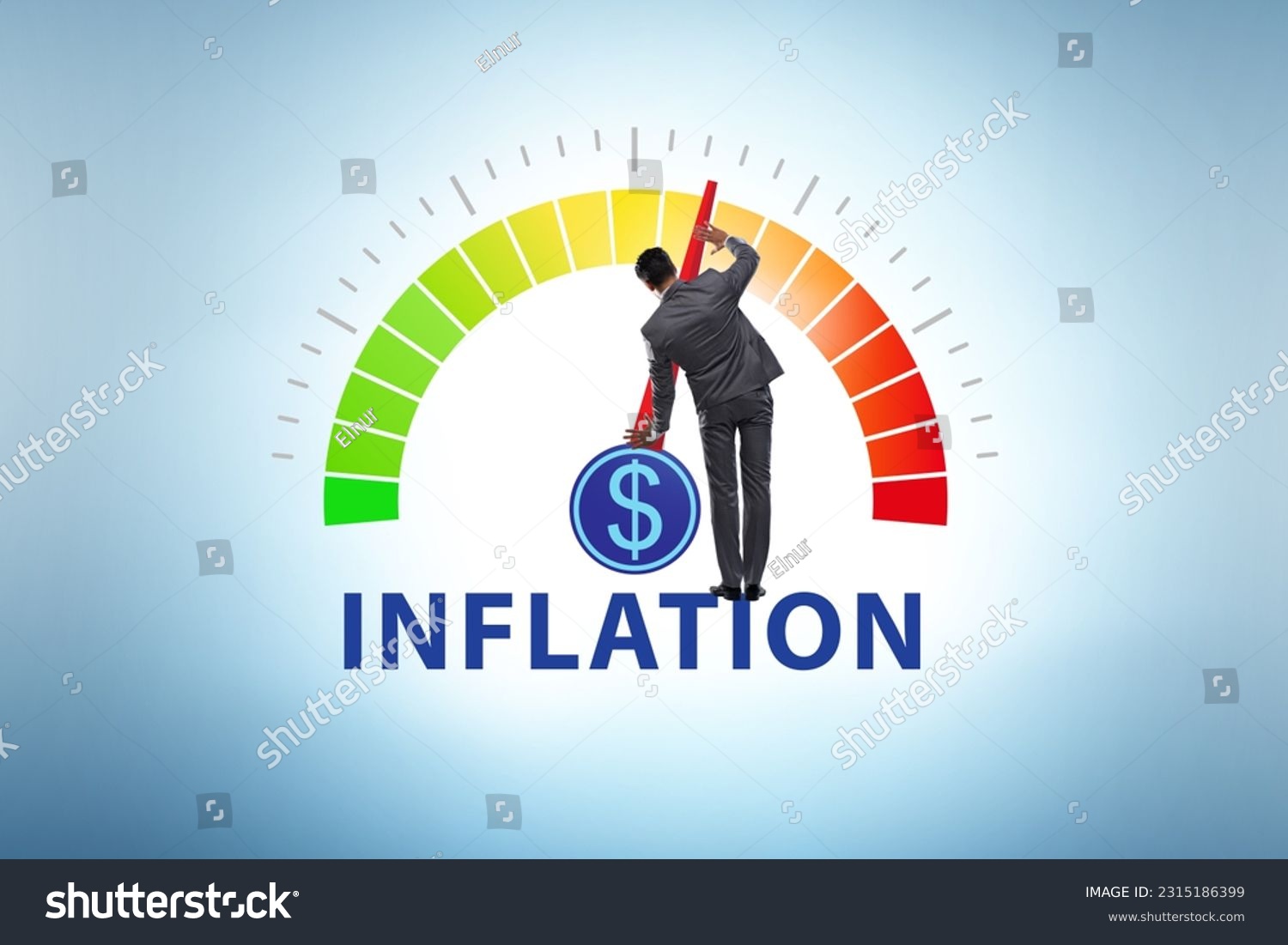 Businessman in the high inflation concept #2315186399