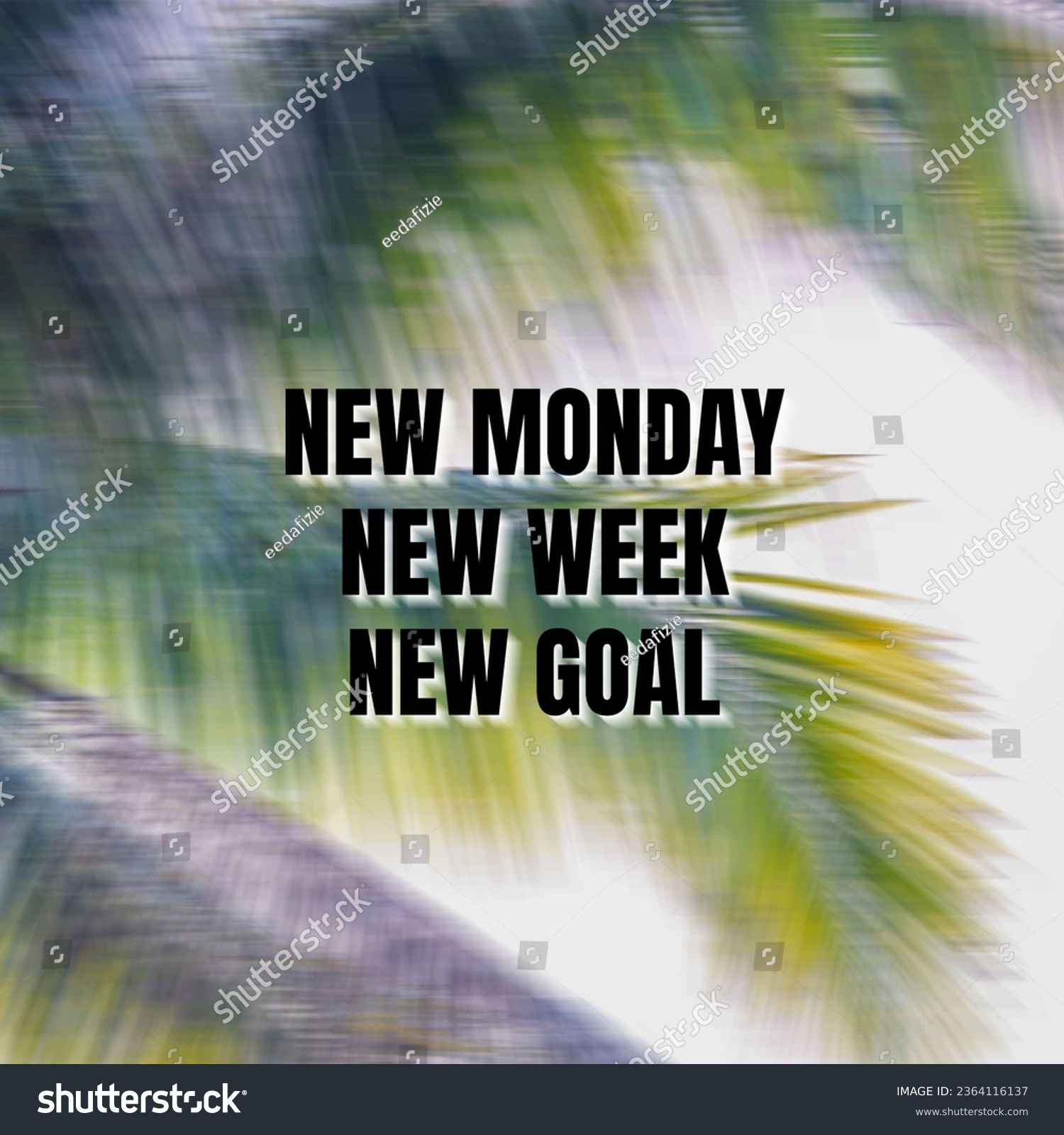 Motivational and inspirational quote - New Monday, new week, new goal. With blurred vintage-styled background. #2364116137