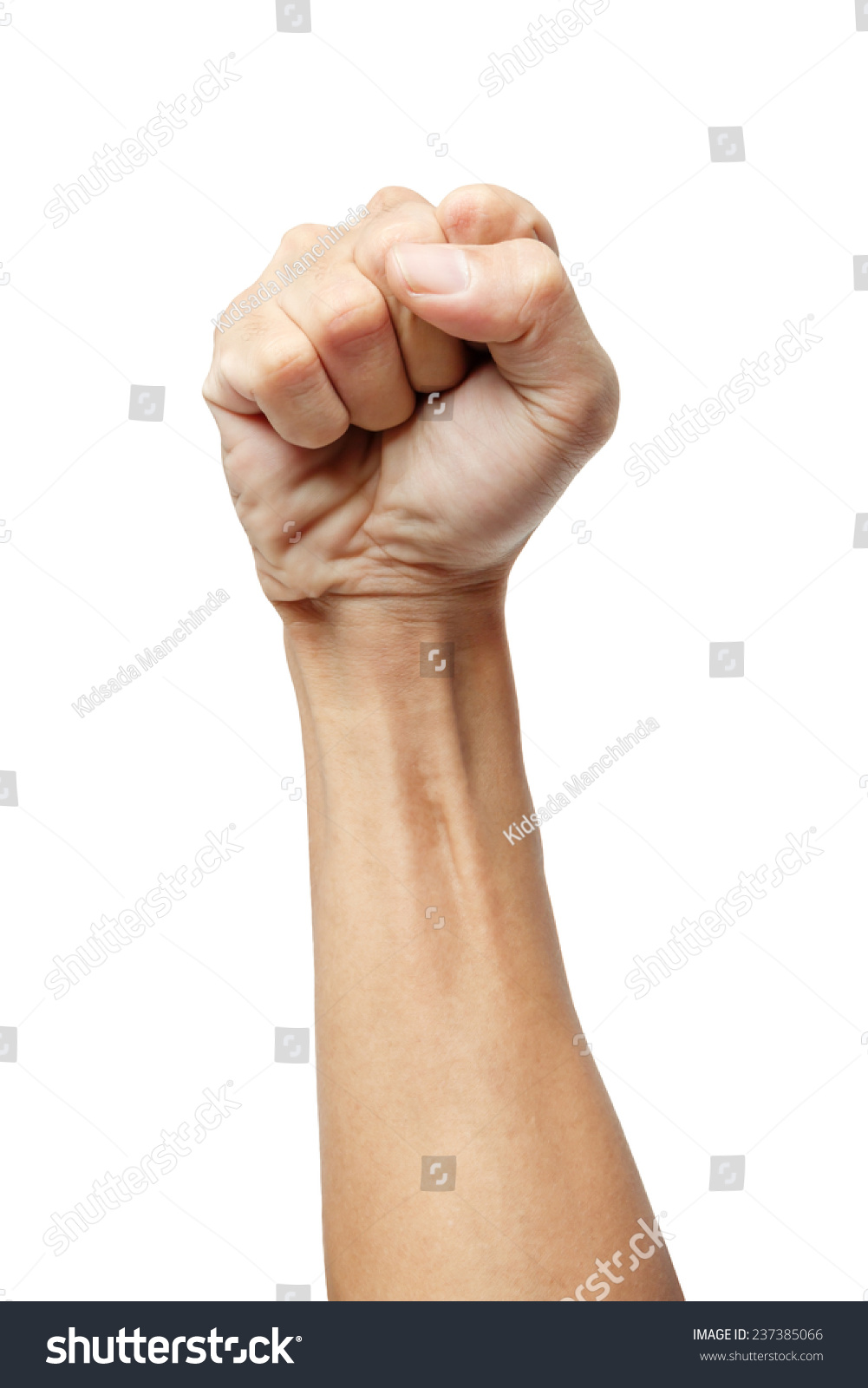 Male clenched fist, isolated on a white background #237385066