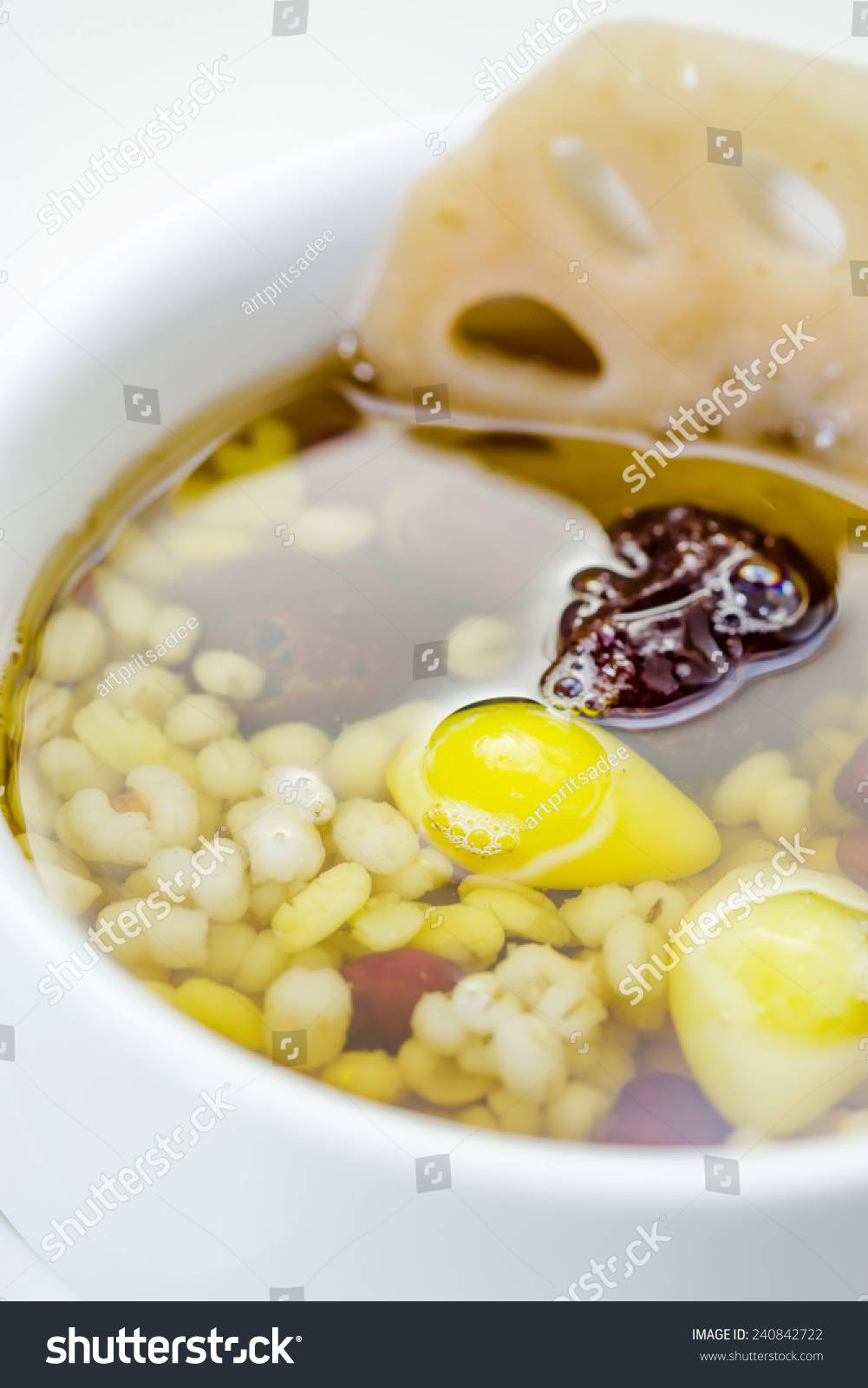 Lotus root and ginkgo nut in longan syrup, Chinese Dessert #240842722