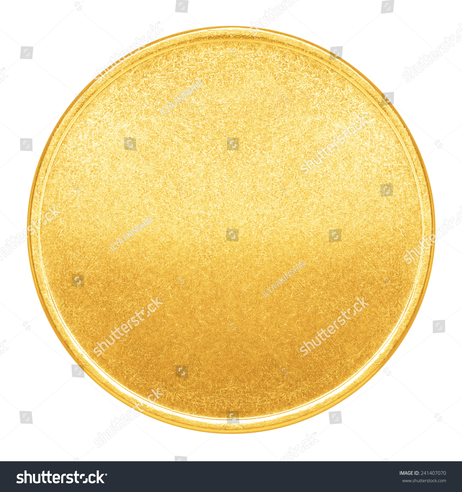 Blank template for gold coin or medal with metal texture #241407070
