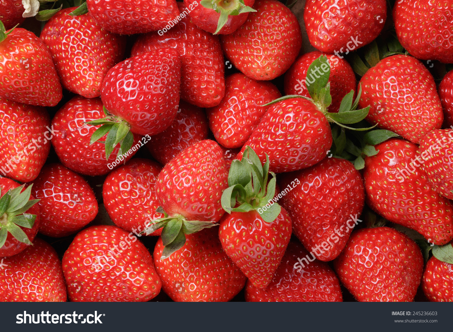 background from freshly harvested strawberries, directly above #245236603