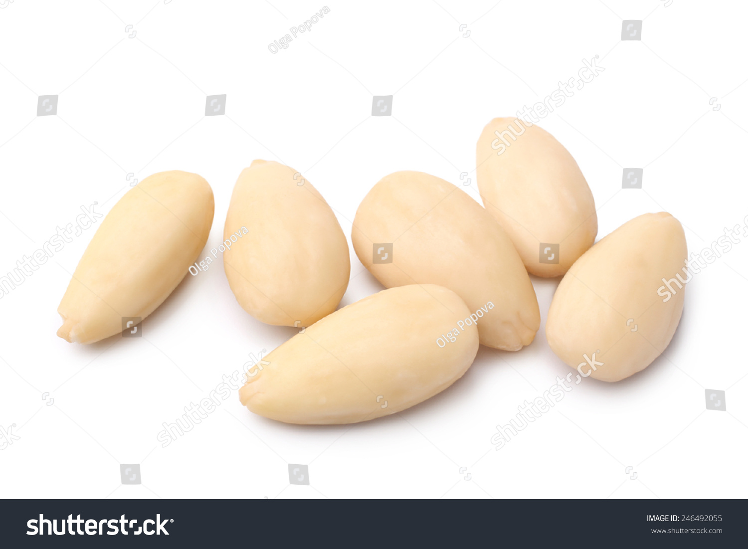 Blanched almonds on white background #246492055