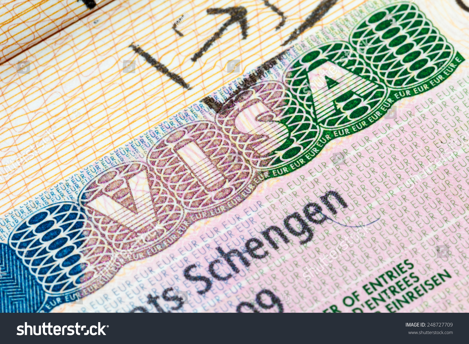European Schengen visa stamp in the passport #248727709