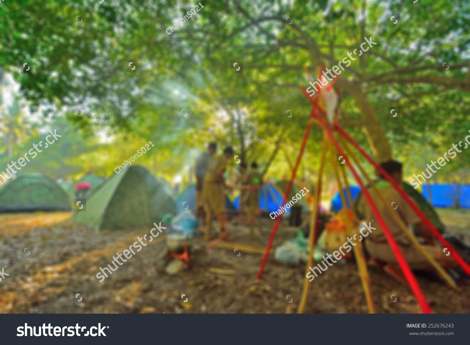 blurred scouts camping background. #252676243
