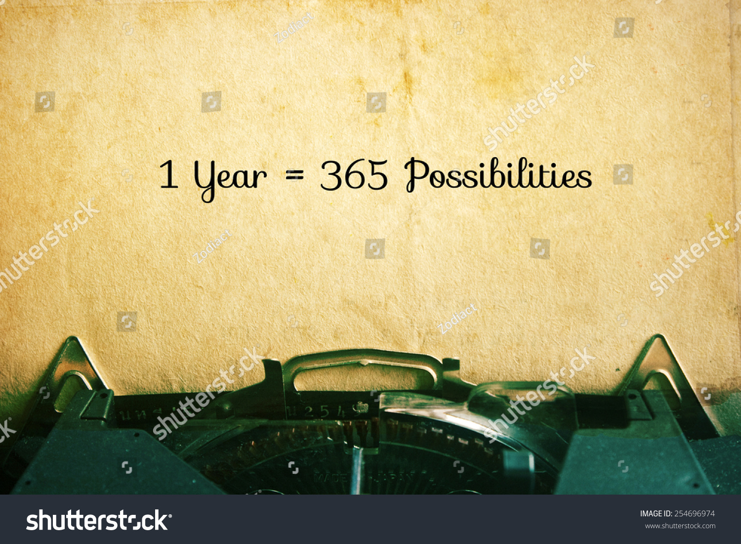 1 Year = 365 Possibilities: Inspiration Motivational Quotes on Vintage Paper Background. #254696974