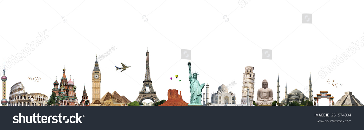 Famous monuments of the world illustrating the travel and holidays #261574004