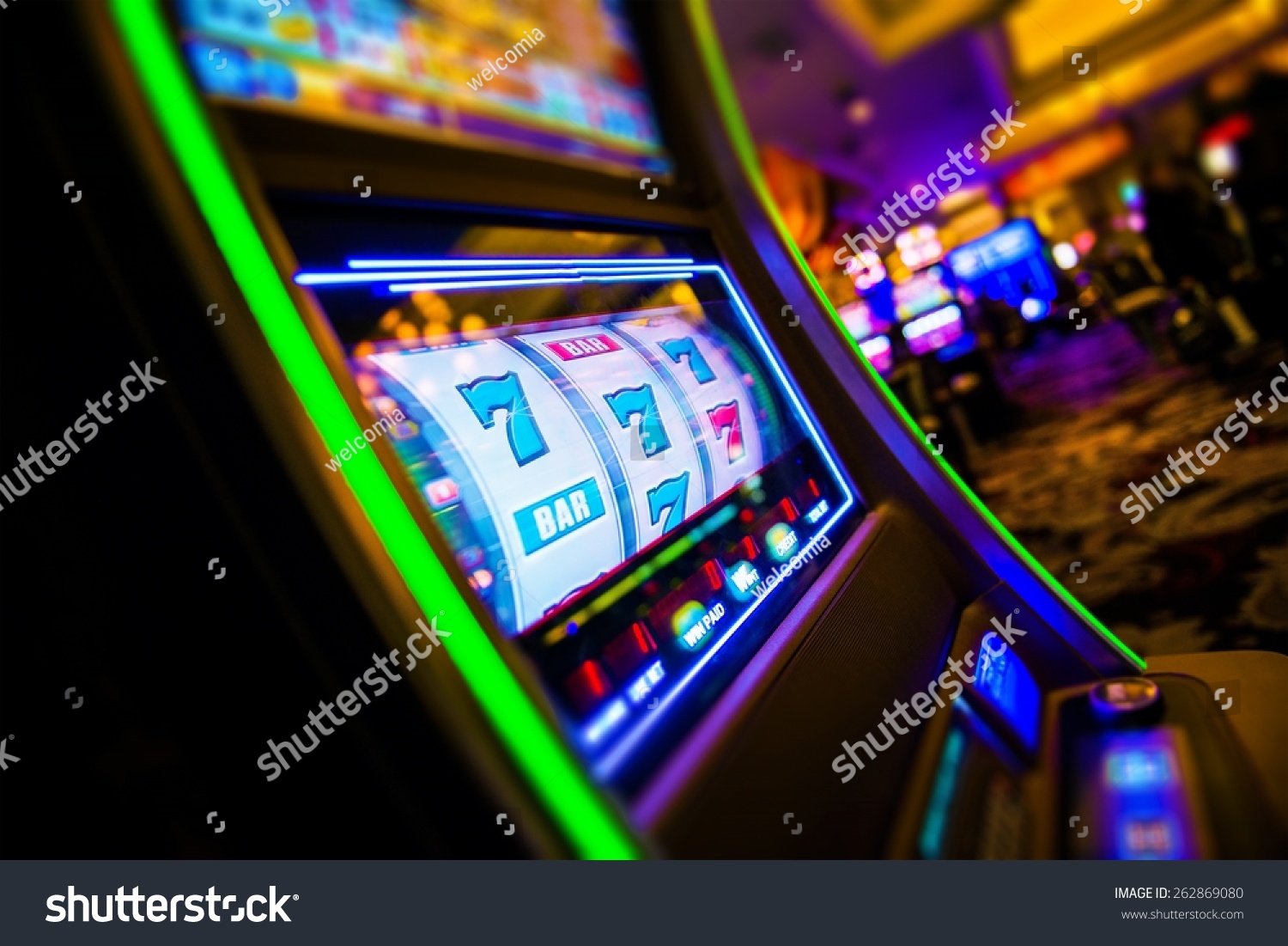 Casino Slot Machines. Las Vegas Strip Digital Slot Machine Closeup. Sin City Gabling. Las Vegas, United States. #262869080