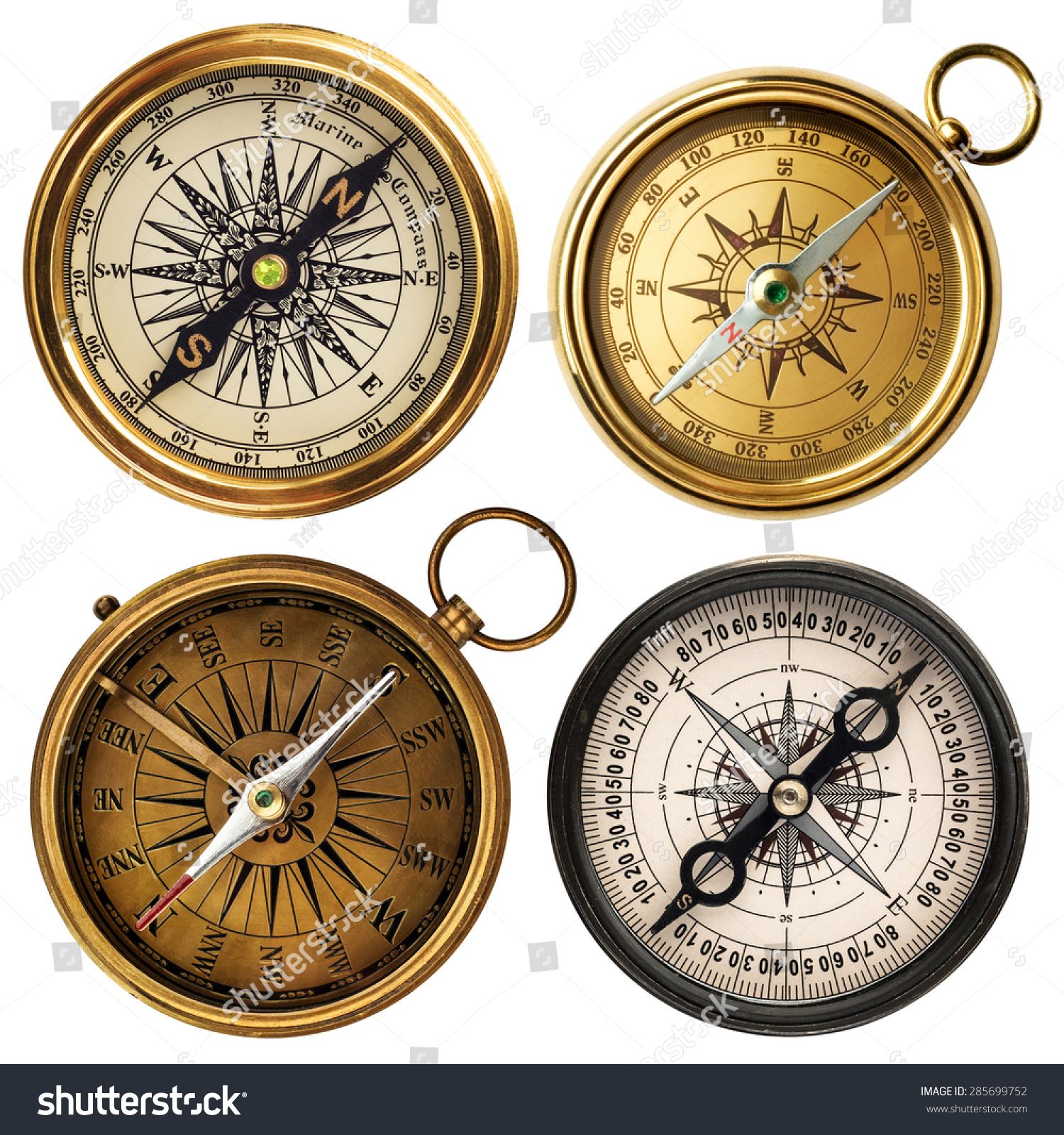 old compass collection isolated on white #285699752