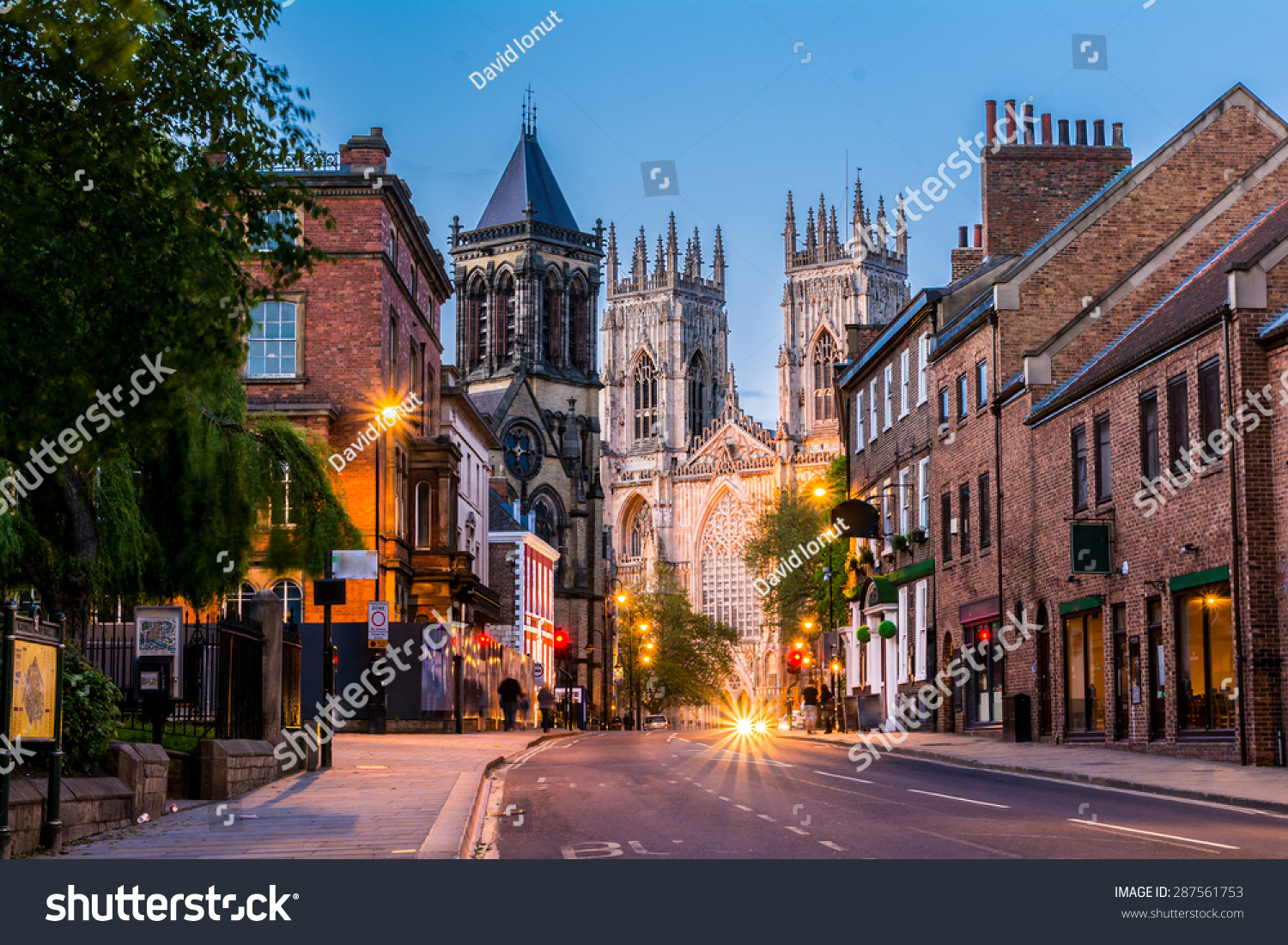 York, evening cityscape view from the street with York Minster in the background.England,United Kingdom,Europe #287561753