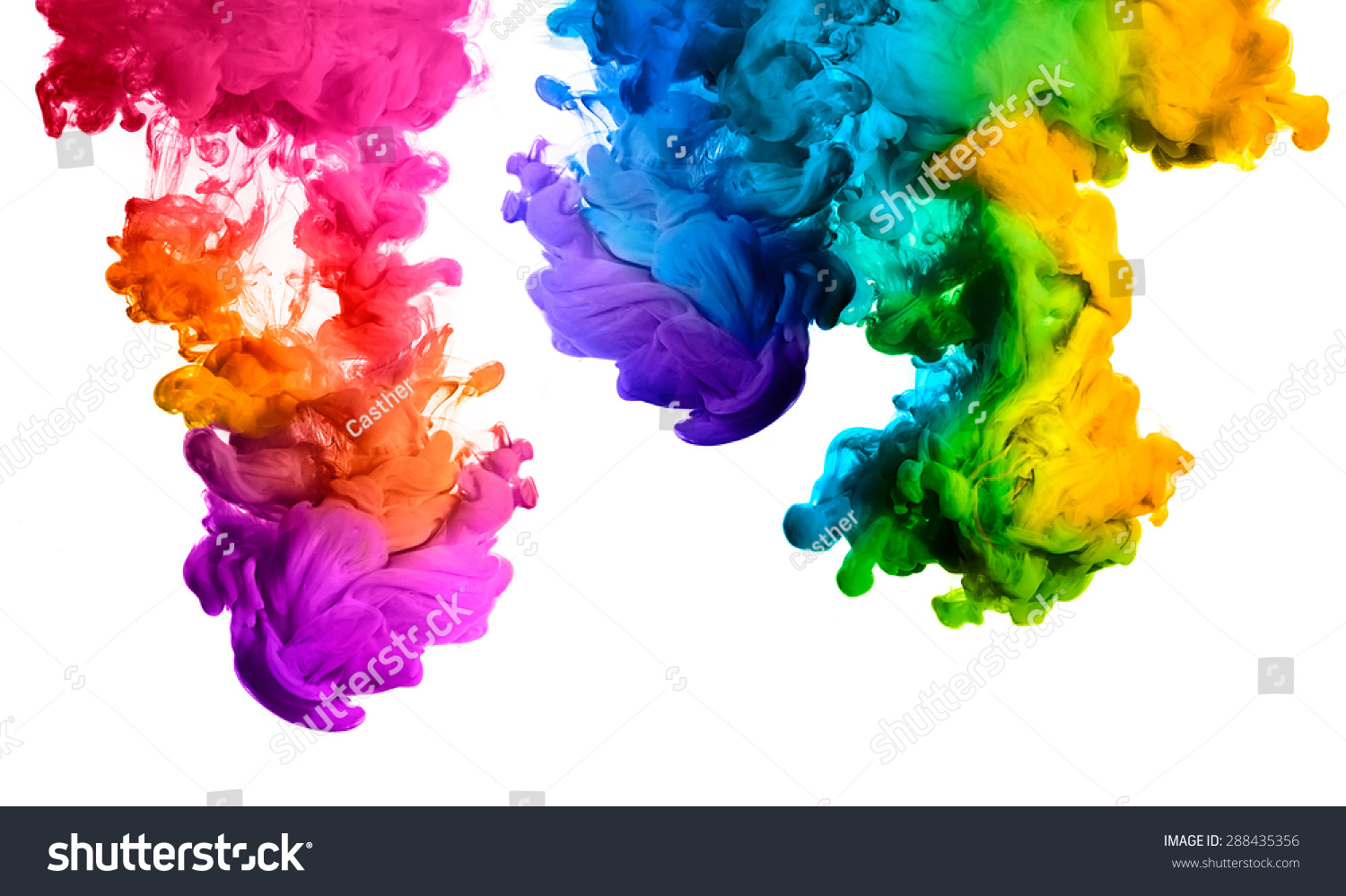 Ink in water isolated on white background. Rainbow of colors #288435356