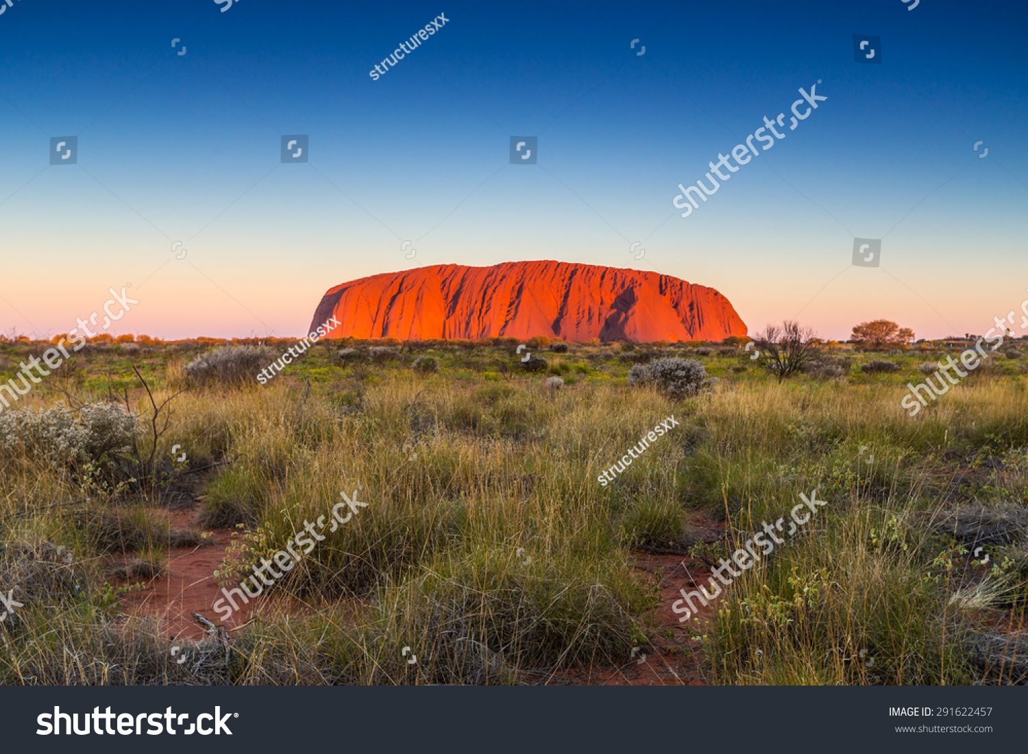 Beautiful view of Uluru, Ayers rock before sunset at Uluru-Kata Tjuta National Park, Northern Territory, Australia. #291622457