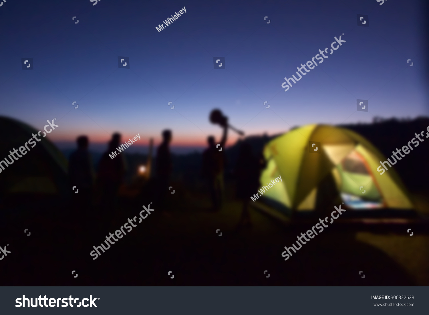 Blured at night camping background. #306322628