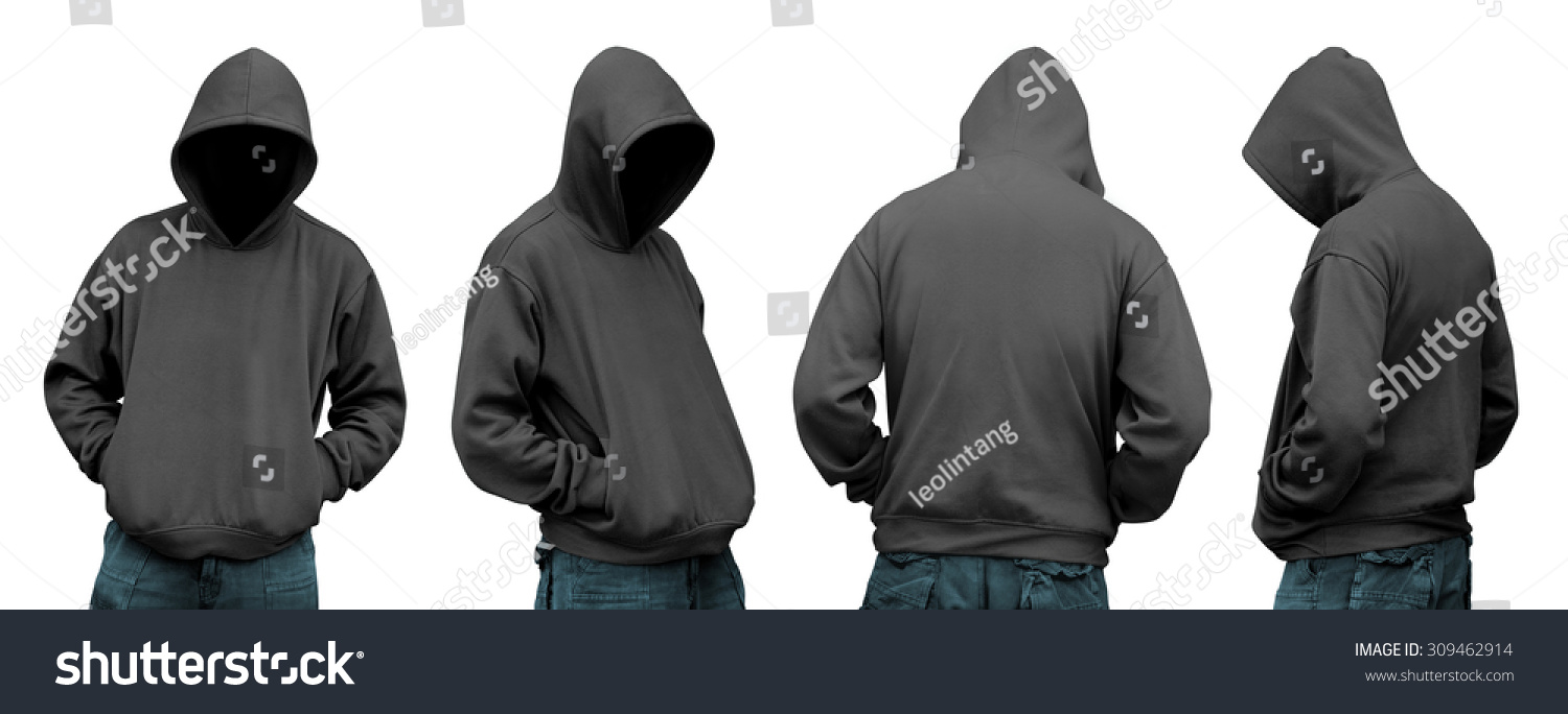 Set of man in hoodie isolated over white background #309462914