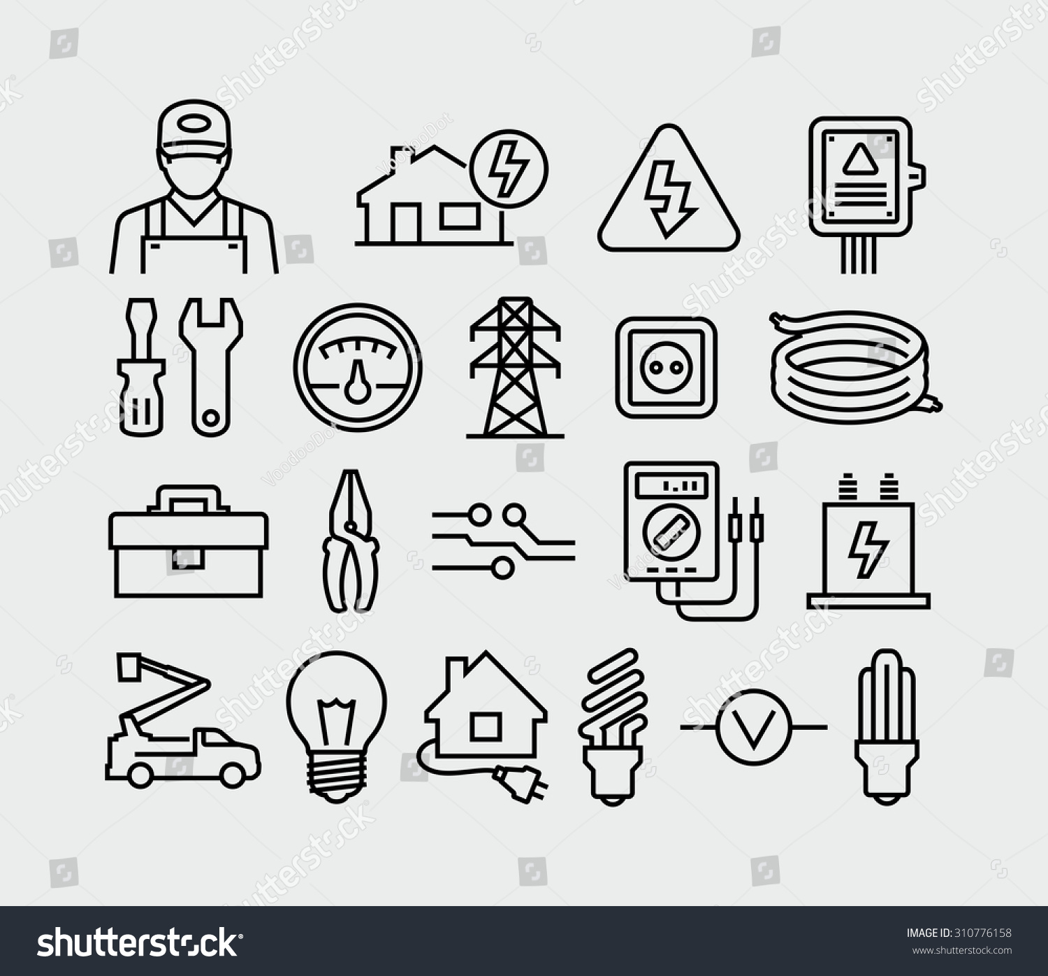 Vector Electricity outline icons  #310776158