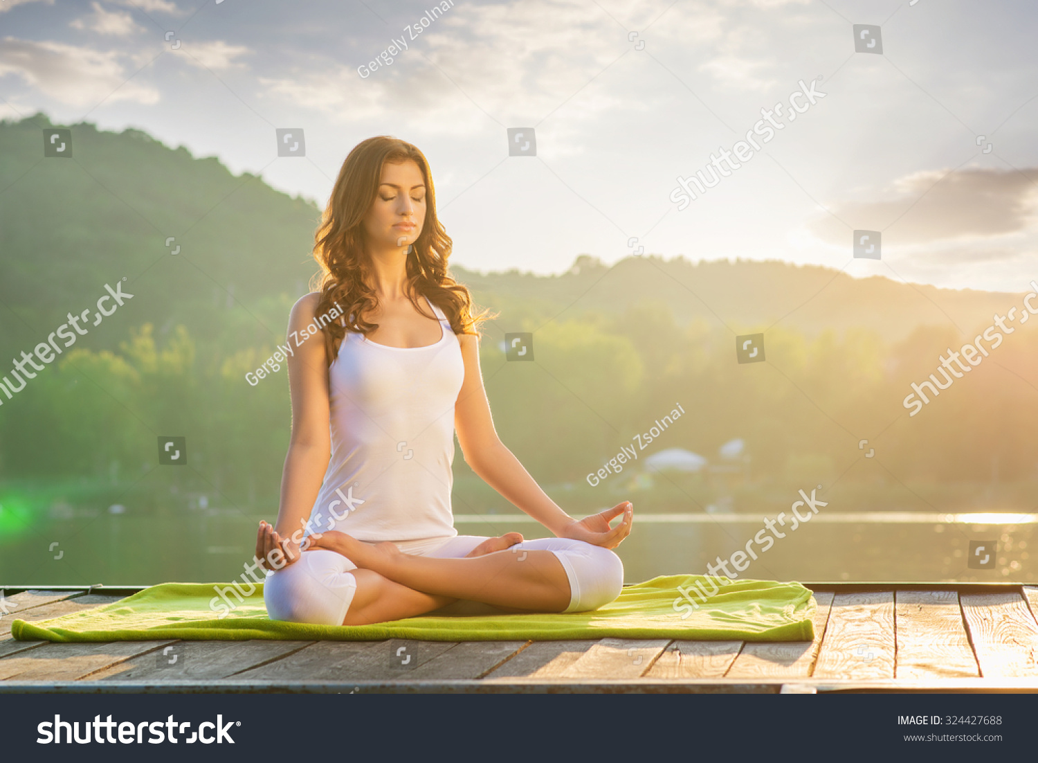 Woman Yoga - relax in nature #324427688